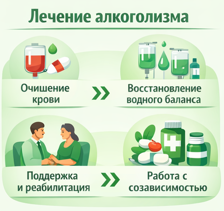 лечение алкоголизма в Карасуке этапы